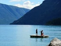 Lustrafjord, Norway - Kids playing on Lustrafjord