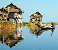 Burmese Architecture - Houses on Lake Inle