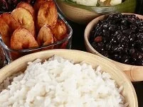 Panamanian Food - Rice, beans, & plantains