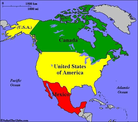 Map of Continental North America